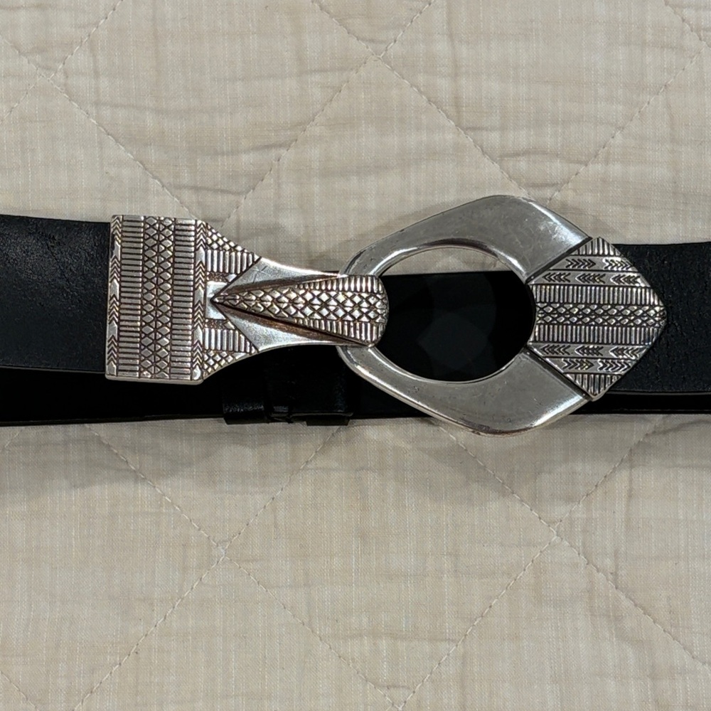 Chico's Black Belt with Silver Buckle - Picture 2 of 5